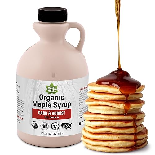 Maple Valley Organic Pure Maple Syrup, Dark & Robust Better Than Pancake Syrup, Use for Coffee or All-Natural Sugar Substitute in Cooking and Baking