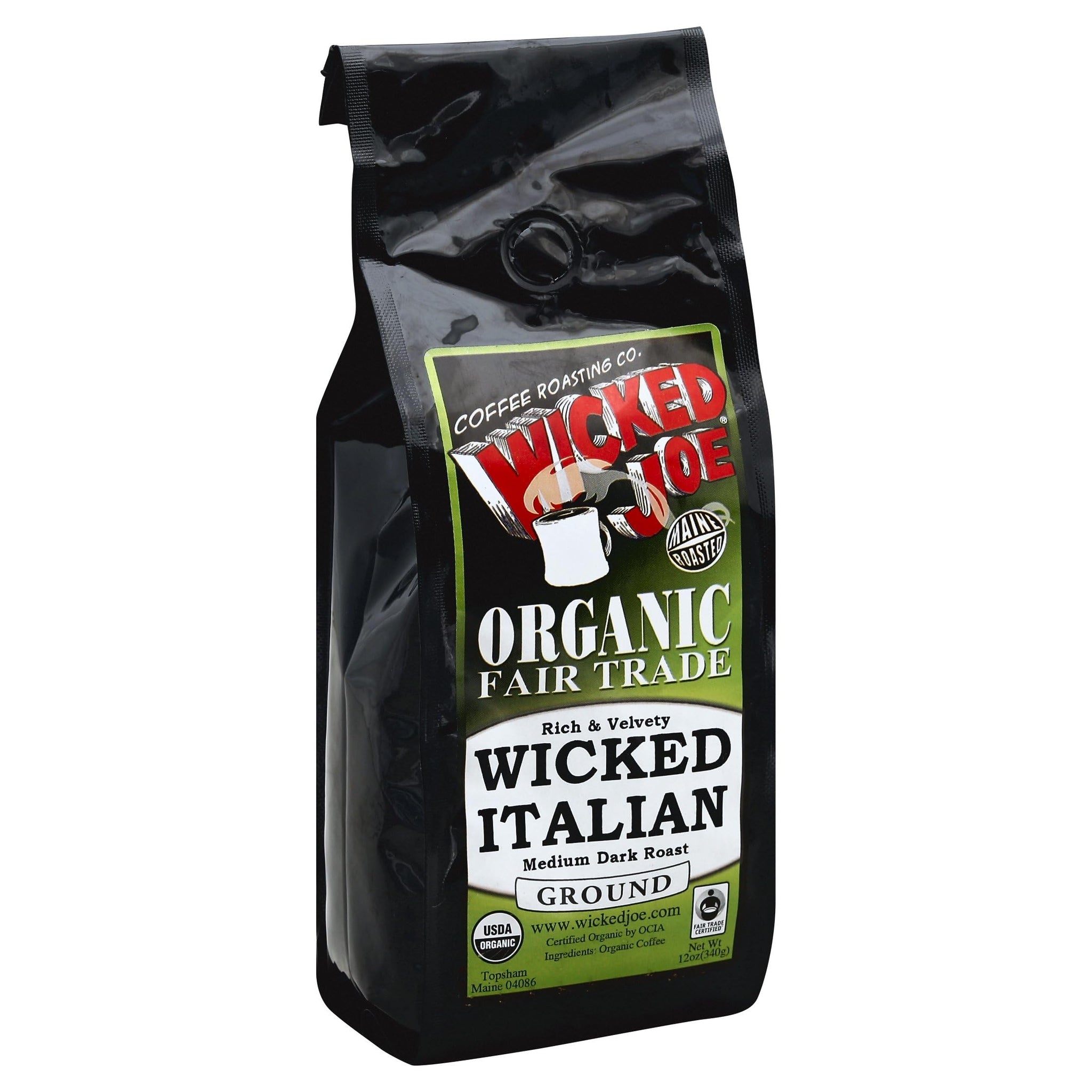 WICKED JOE Coffee Wicked Italian Medium Dark Roast Ground Coffee, 12 Ounce (Pack of 6)