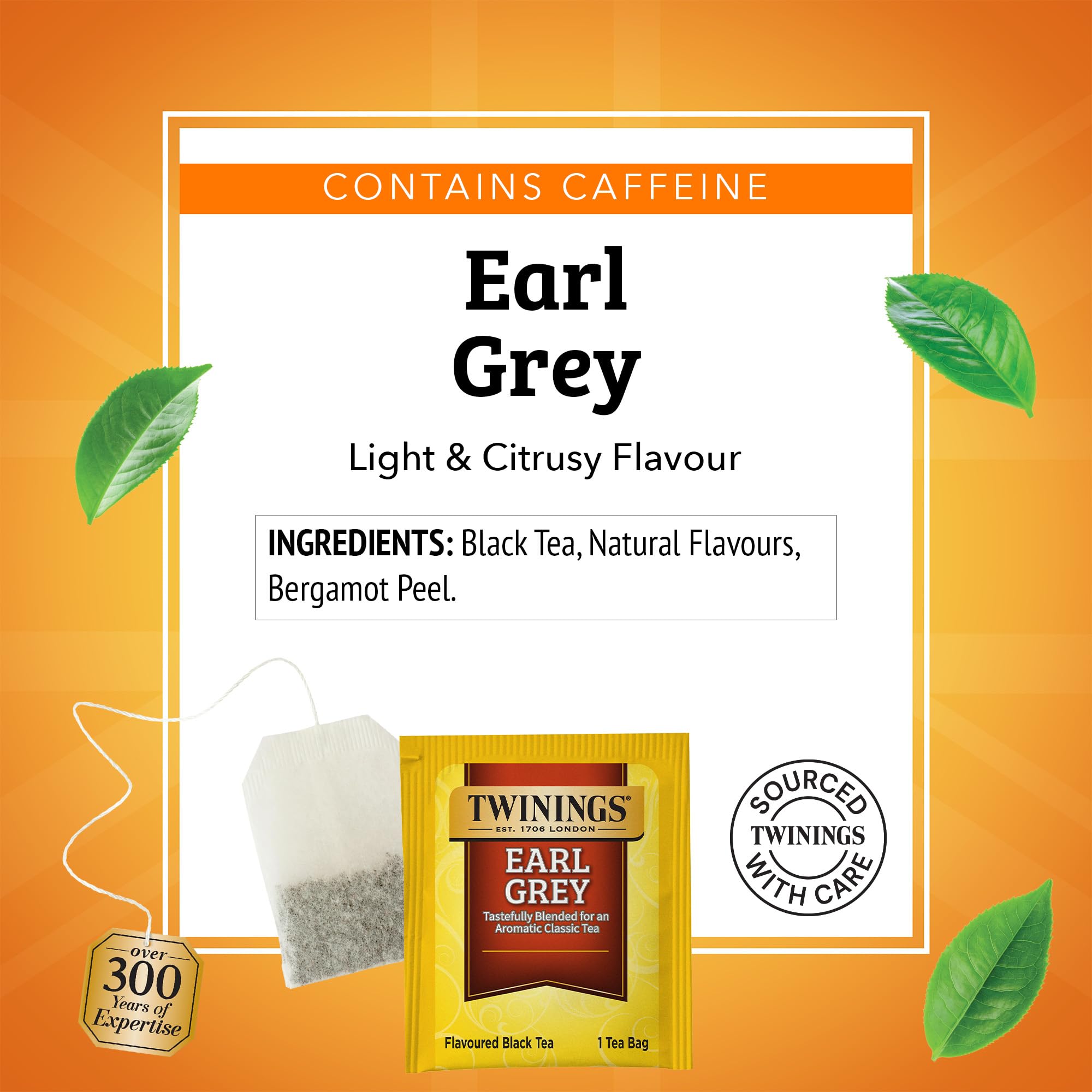 Twinings Earl Grey Black Tea Individually Wrapped Bags, 100 Count (Pack of 1), Flavoured with Citrus & Bergamot, Caffeinated, Enjoy Hot or Iced, 100