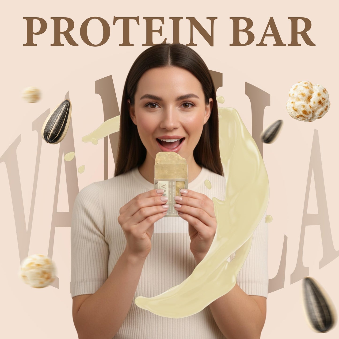 Rawmantic Fitness Vanilla Energy Bar (12 Bars x 60g) - Organic Coconut Milk & Vanilla Protein, Puffed Quinoa, Sorghum, Millet & Buckwheat - No