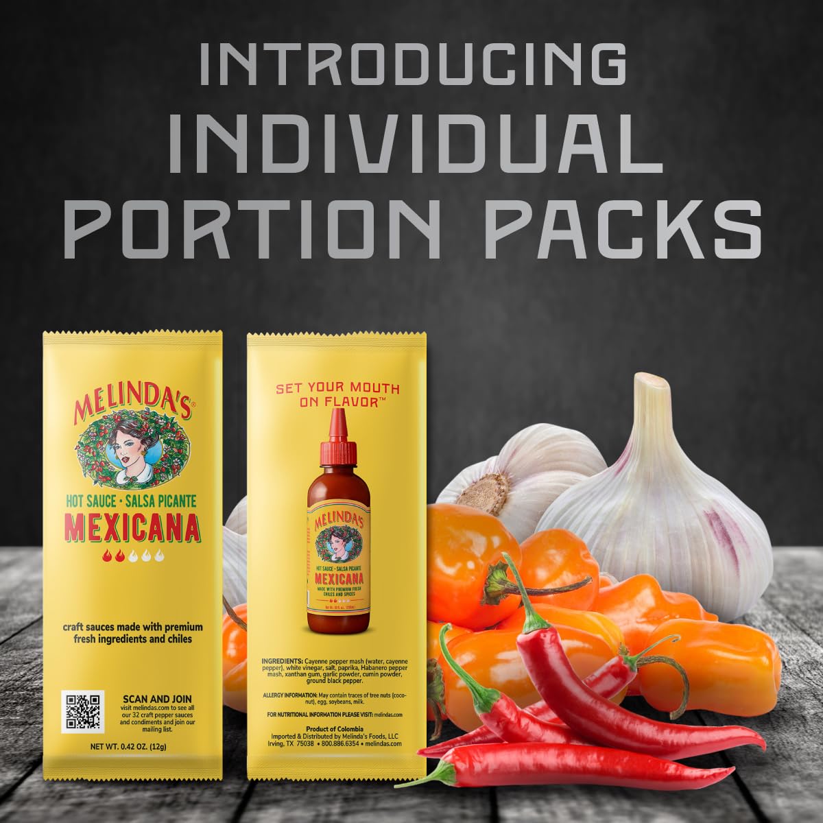 Melinda’s Mexicana Hot Sauce Packets - 200 Count (.42 Oz Each) - Hot Sauce Packets Single Serve for Travel, Party, Business - Convenient Individual
