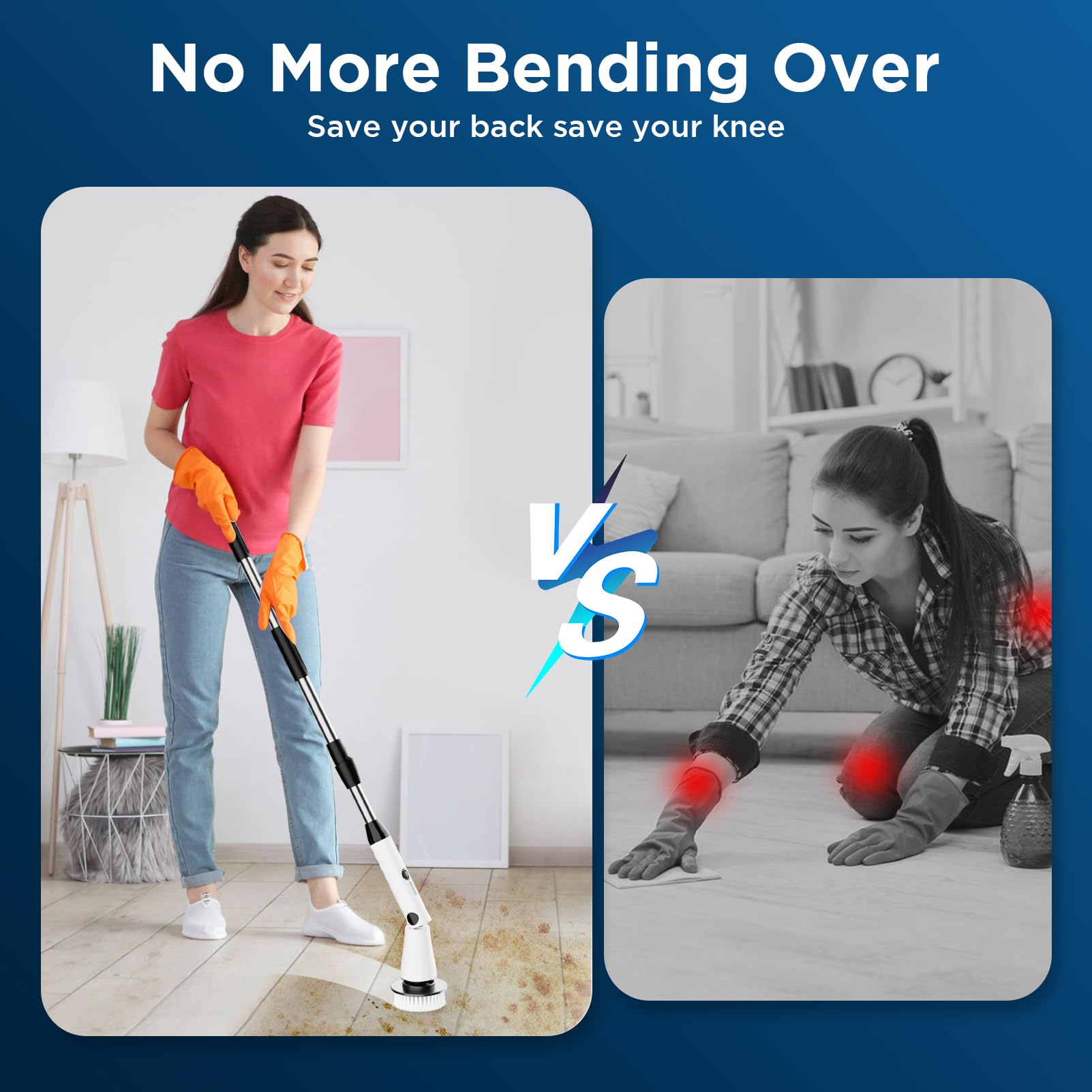Electric Spin Scrubber, Bathroom Cleaner, Power Shower Cleaning Brush with Extendable Handle & 4 Brush Heads, Shower Scrubber for Bathtub Tile Grout