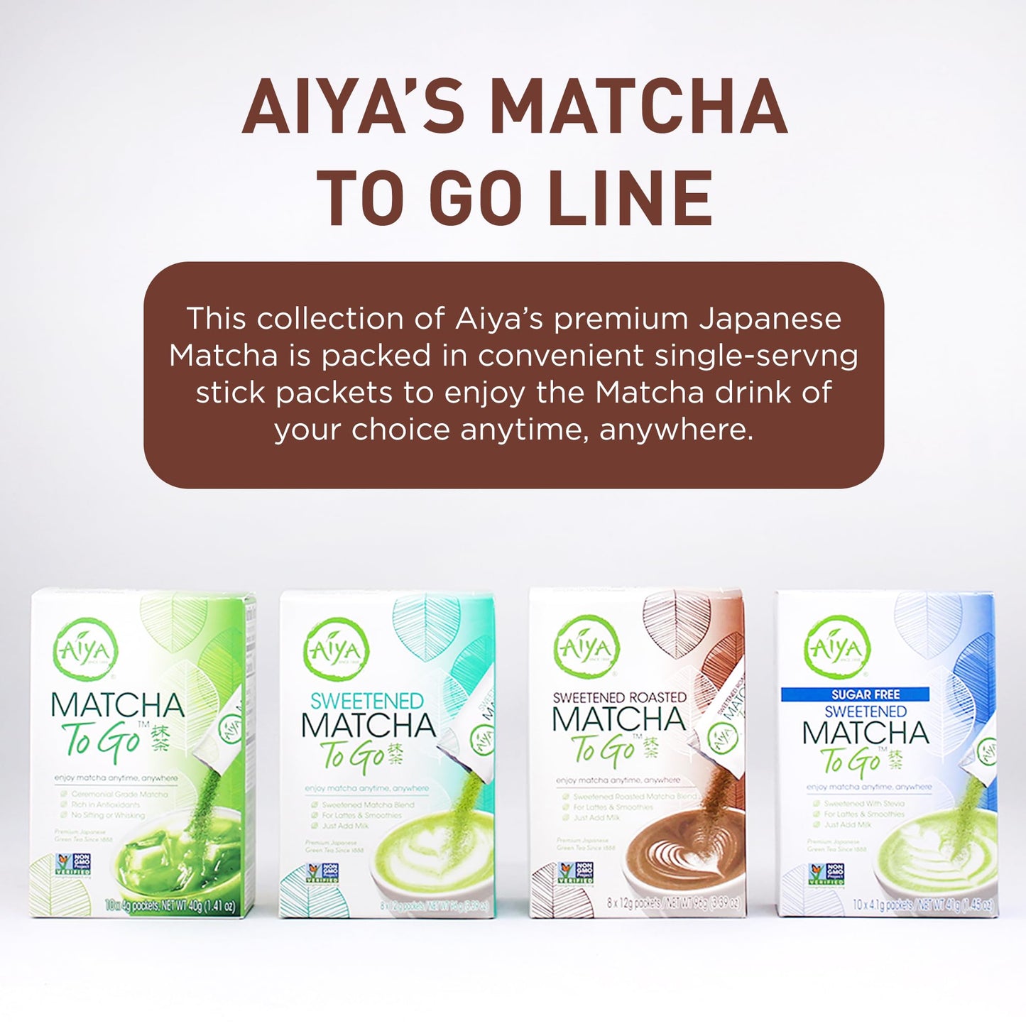 AIYA Sweetened Roasted Matcha To Go, 8 CT