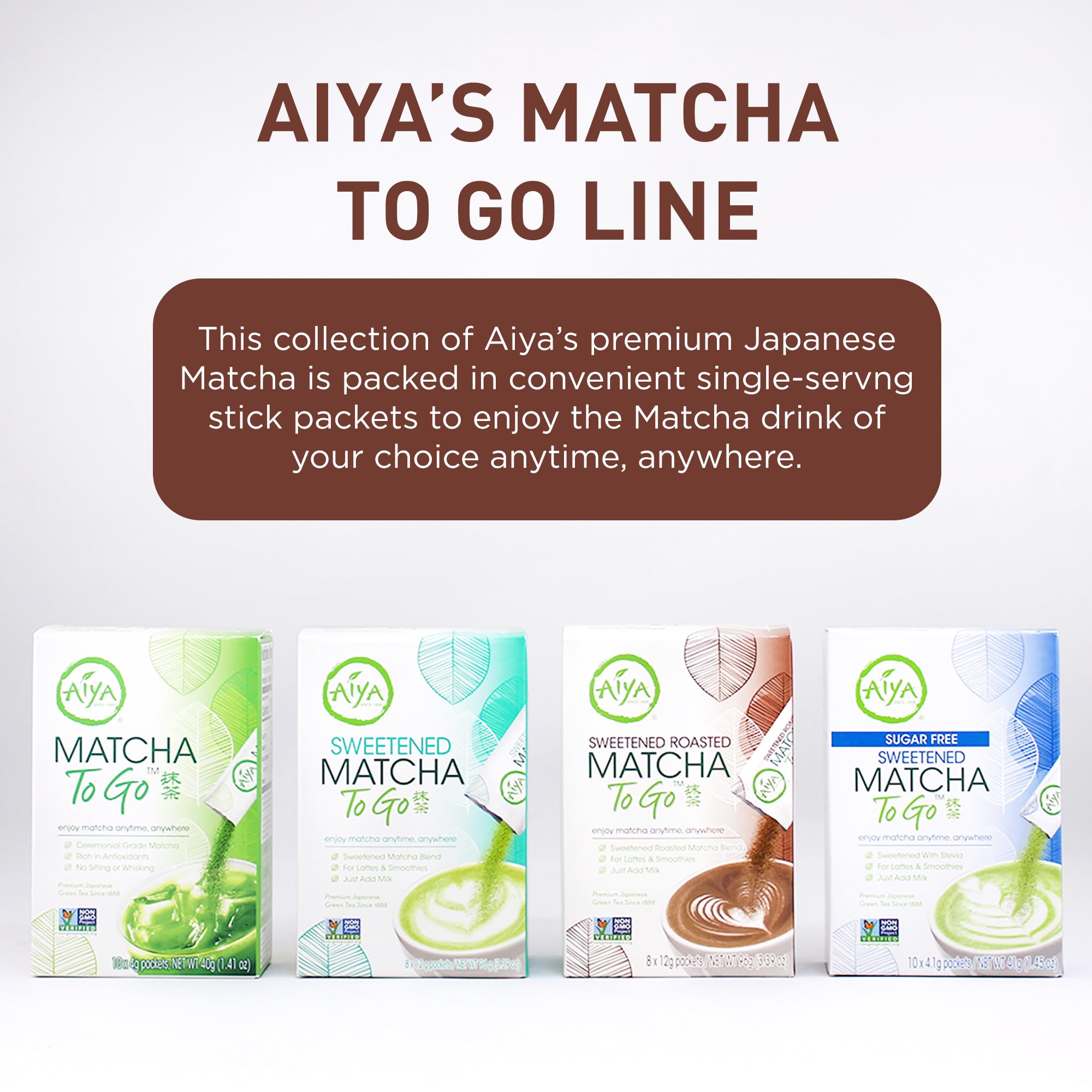 AIYA Sweetened Roasted Matcha To Go, 8 CT