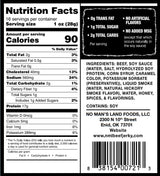 No Mans Land Premium Beef Jerky | 17G High Protein Slow-Dried Beef Snack | Smoked & Seasoned Jerky Strips | HOT 16oz Bag