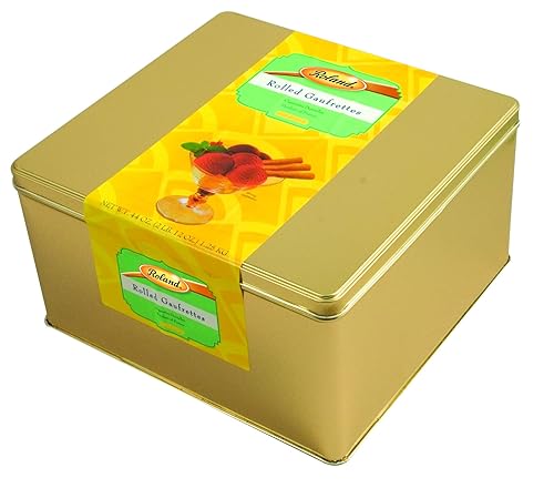 Roland Foods Rolled Gaufrettes Cookies, Specialty Imported Food, 44 Ounce Tin, Pack of 1