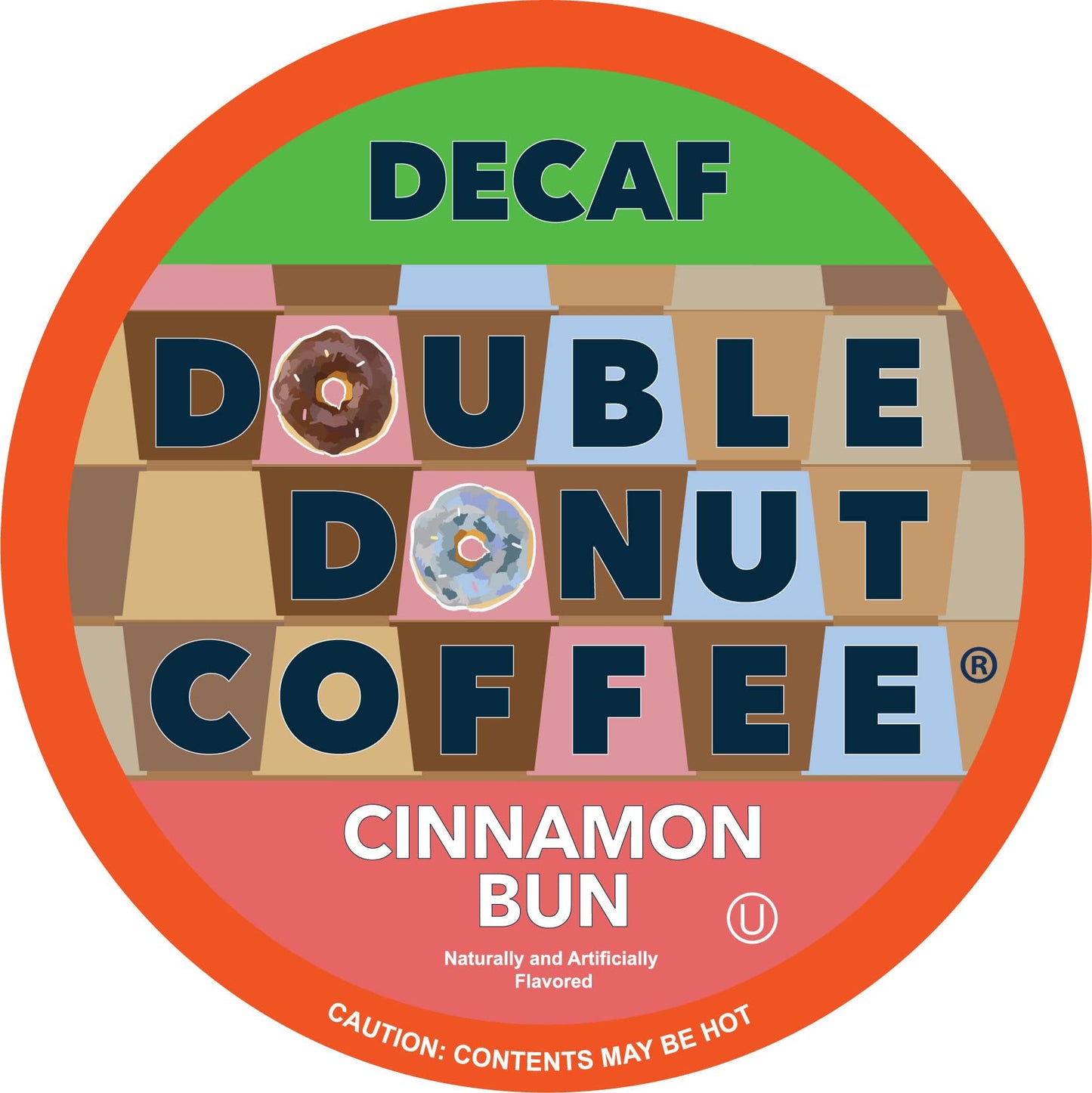 Double Donut Coffee Double Donut Flavored Decaf Coffee, Decaf Cinnamon Bun Coffee, Decaf Coffee Pods for Keurig K Cups Machines, Hot or Iced Coffee