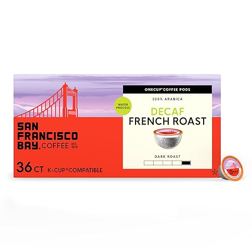 San Francisco Bay Decaf K-Cup Coffee Pods, Decaf French Roast (36 ct), Dark Roast, Commercially Compostable Single-Serve Coffee Pods, Swiss Water
