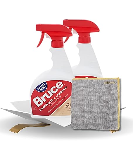 Bruce Fresh Scent Hardwood & Laminate Floor Cleaner Spray 32 oz Bundle with Microfiber Cloth - No-Wax Floor Cleaner Spray for Hardwood and Laminate