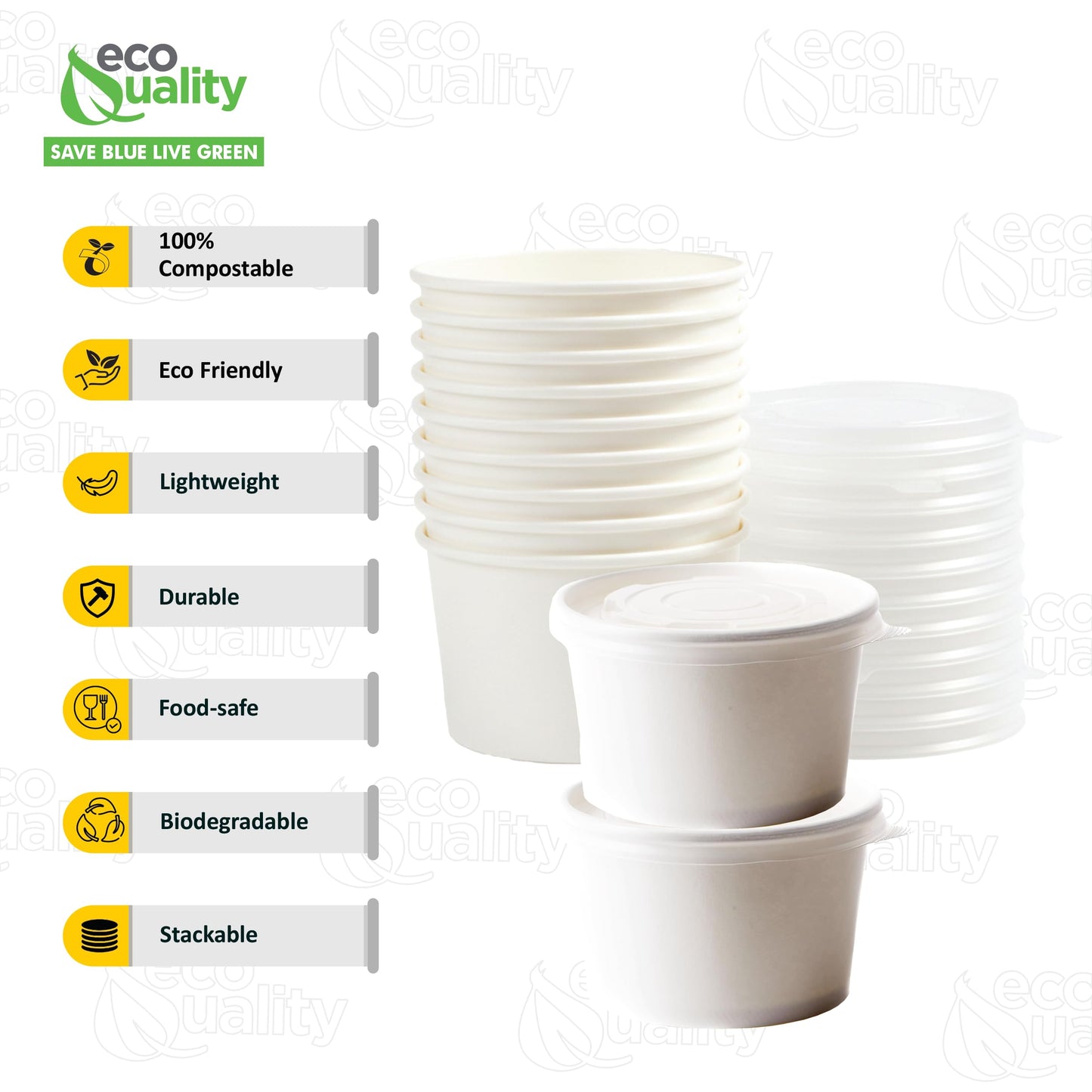 [200 Pack] 12 oz Disposable White Paper Soup Containers with Plastic Lids - Paper Ice Cream Cups - Dessert Bowls , Frozen Yogurt Cups - Food Storage