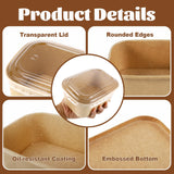 RAIHOMKIT 50 Pack Kraft Paper Bowls, 35oz Rectangular Cardboard Take Out Container with Lids, Large Cardboard Meal Prep Containers, Disposable Paper