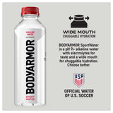 BODYARMOR SportWater Alkaline Water, High Alkaline Bottled Water, pH 9+, 700mL (24 Pack), Refreshing Electrolyte Drink Pack, Wide Mouth Bottle