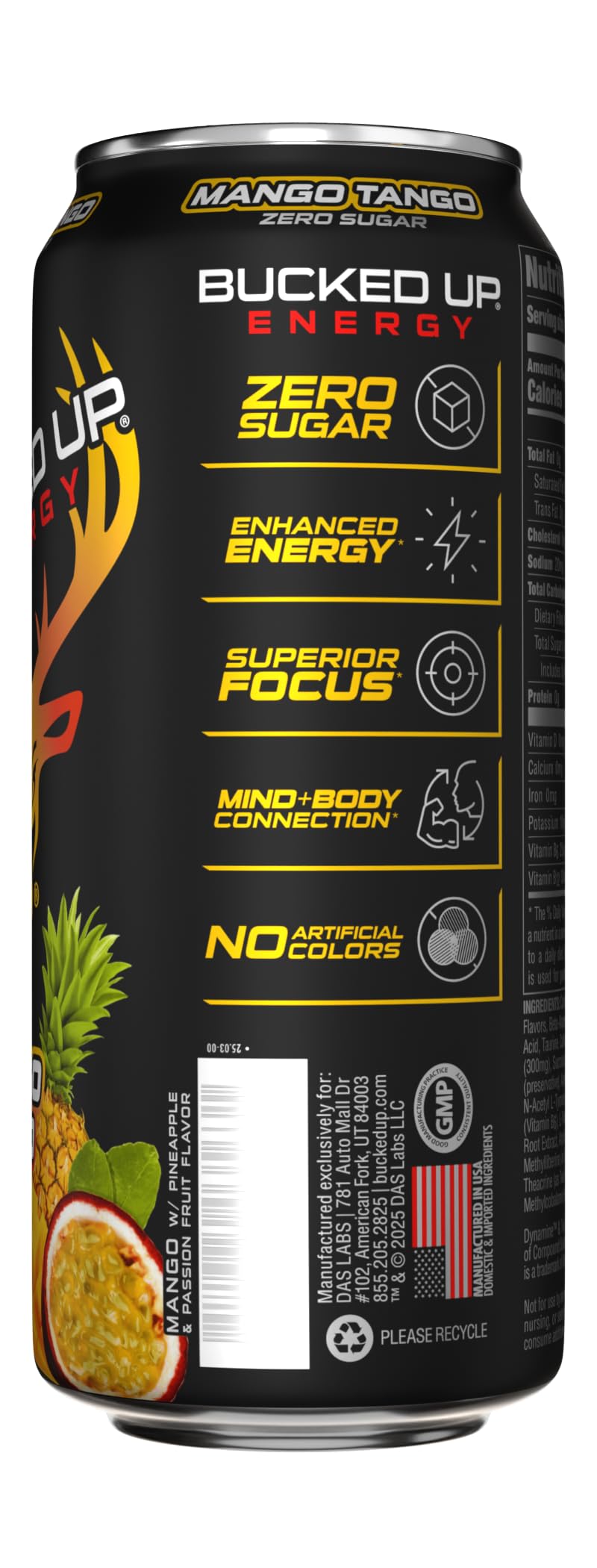 Bucked Up Energy Zero Sugar | 300mg Caffeine Energy Drink with AlphaSize TeaCrine Dynamine and Huperzine A | Zero Sugar Performance Beverage, 12 Pack