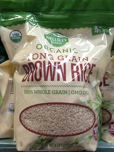 Organic Wellesley farms long grain brown rice 4 lb. (pack of 6) A1