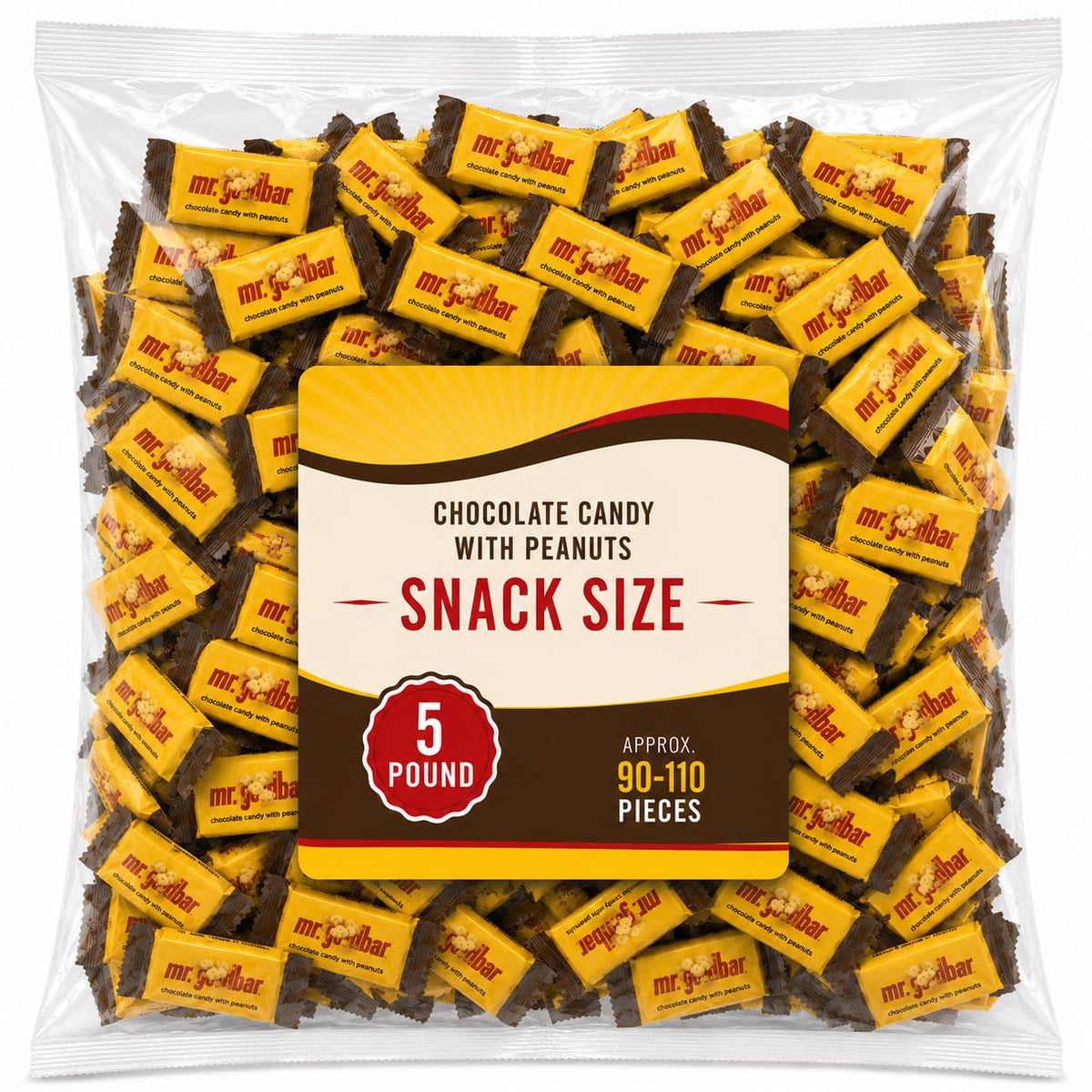 Milk Chocolate Peanut Candy Bars, Snack Size Bulk Candy (5 lb)