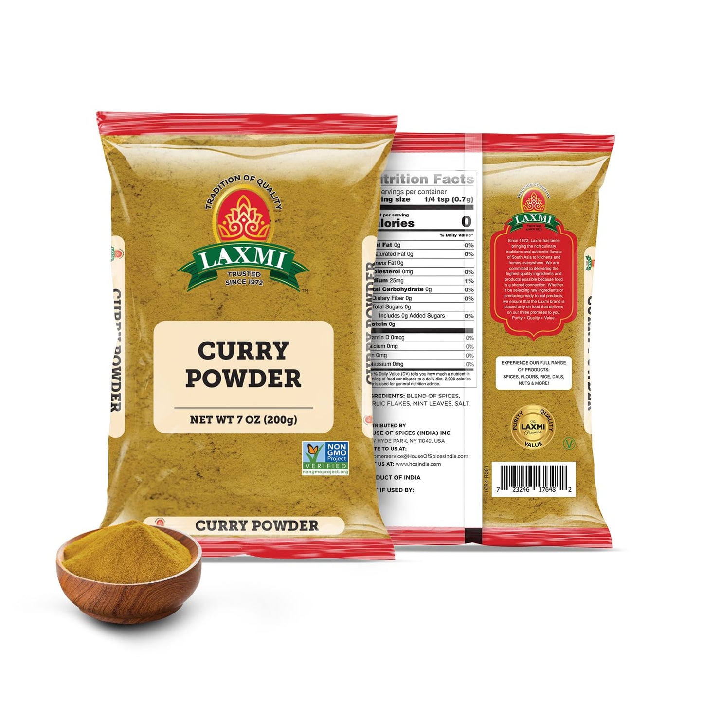 Laxmi Curry Powder 200gm (7oz) | Curry powder seasoning with a blend of spices | Non-GMO Product | For cooking and seasoning | Saves you time