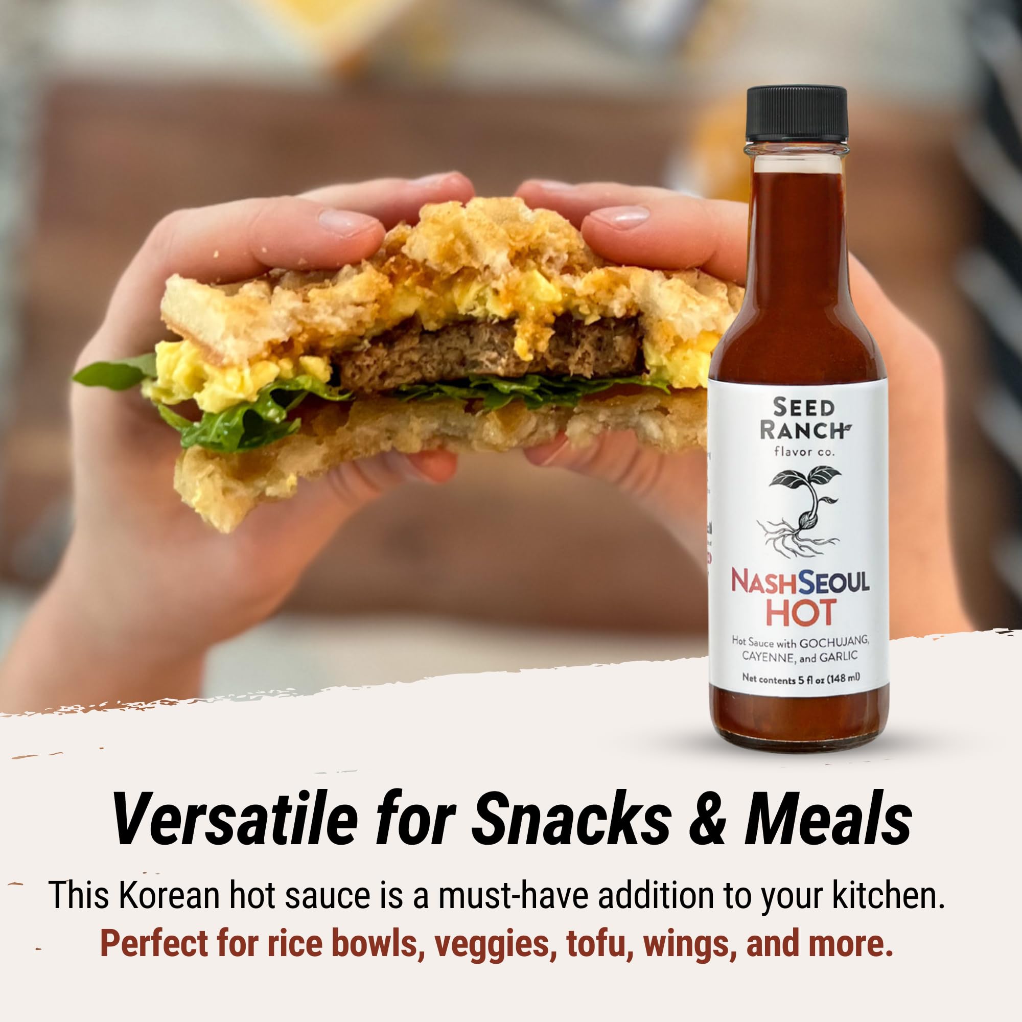 Seed Ranch NashSeoul Hot Sauce - Blend of Nashville & Korean Hot Sauce, Sweet & Spicy, Medium Spice Level, Perfect for Rice Bowls, Veggies, Wings