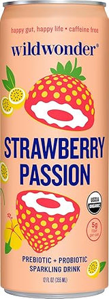 Wild Wonder Organic Strawberry Passion Probiotic Sparkling Drink, 12 FZ