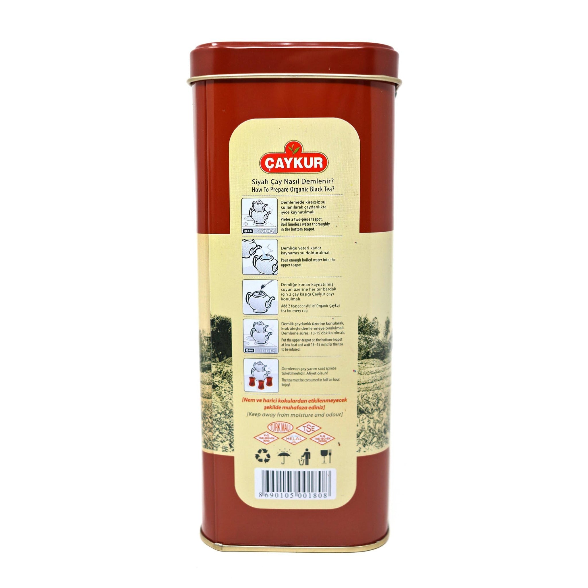 ÇAYKUR Organic Hemsin Black Tea, Premium Certified Turkish Loose Leaf Tea, Natural, Additive-Free, Grown in the Hemsin Organic Farming Basin, can