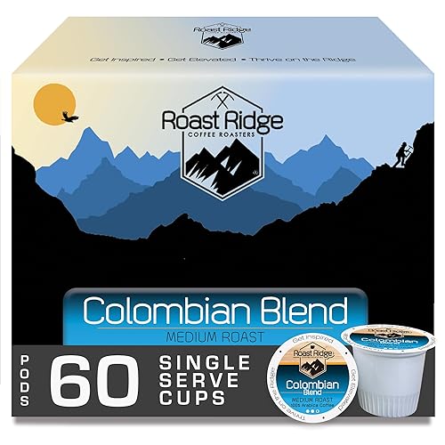 Roast Ridge Single Serve Coffee Pods for Keurig K-Cup Brewers, Colombian Blend, Medium Roast, 60 Count