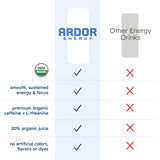 ARDOR ENERGY Natural Sparkling Energy Drink with 100mg Natural Caffeine & 200mg L-Theanine from Organic Green Tea for Smooth Energy & Focus | Healthy