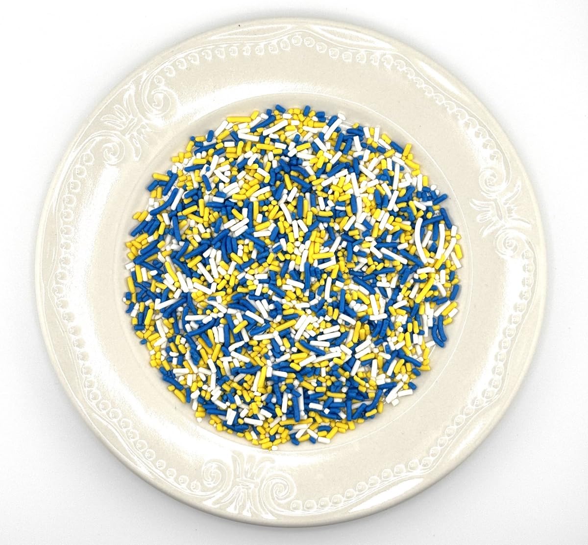 Blue Yellow White Sprinkles for Cake, Cupcake, Cookie Decorations, Ice Cream and Donut Toppings Edible Decorating Baking Supplies - 4 oz package