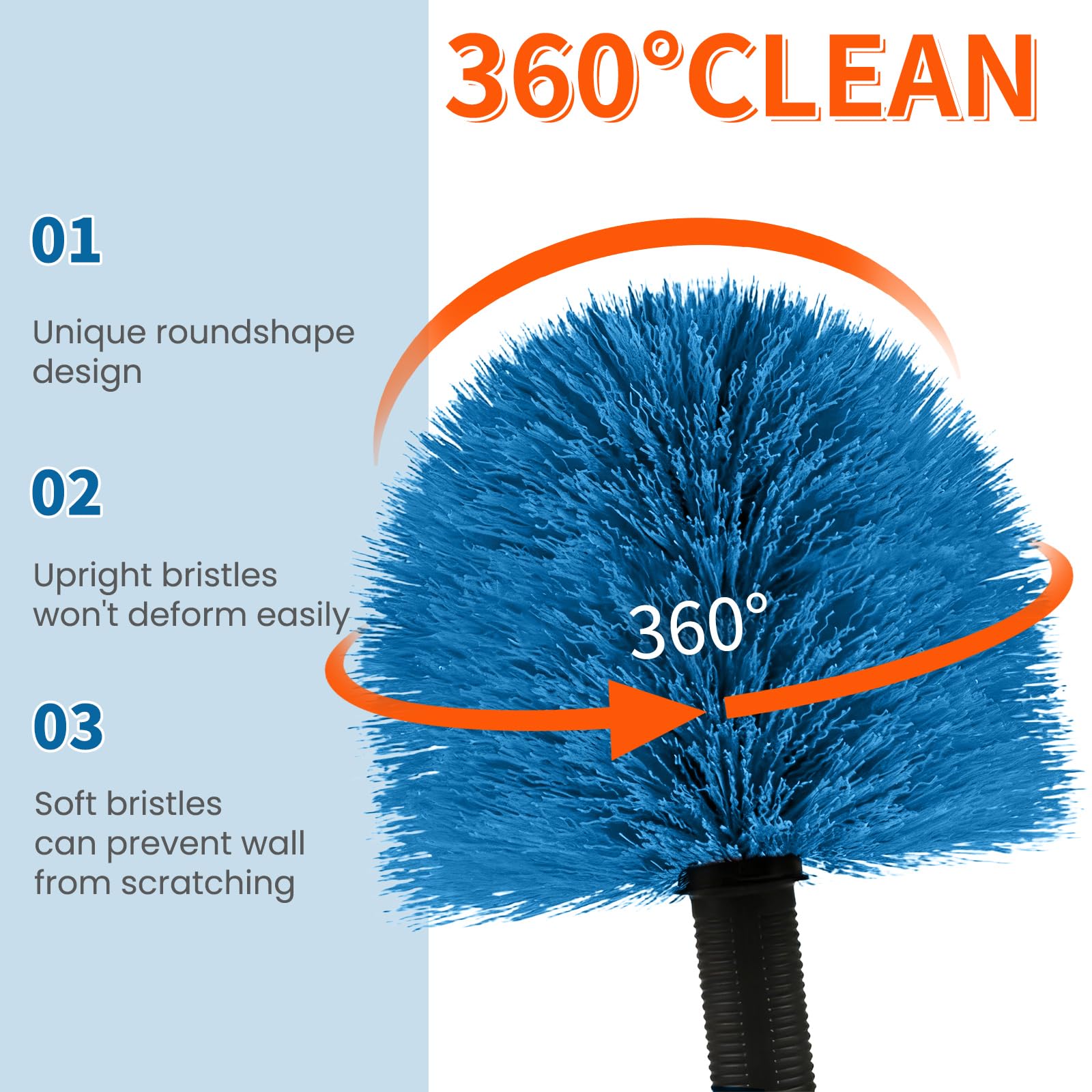 Cobweb Duster with Extension Pole, Dense Soft Bristles & Efficient Dust Removal, High Reach Cleaning 5-20FT Adjustable to 26FT, Indoor Outdoor