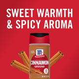 McCormick Ground Cinnamon, Non GMO, Aged Up to 15 Years, Brings Rich Cinnamon Flavor to Savory & Sweet Recipes, 2.37 oz
