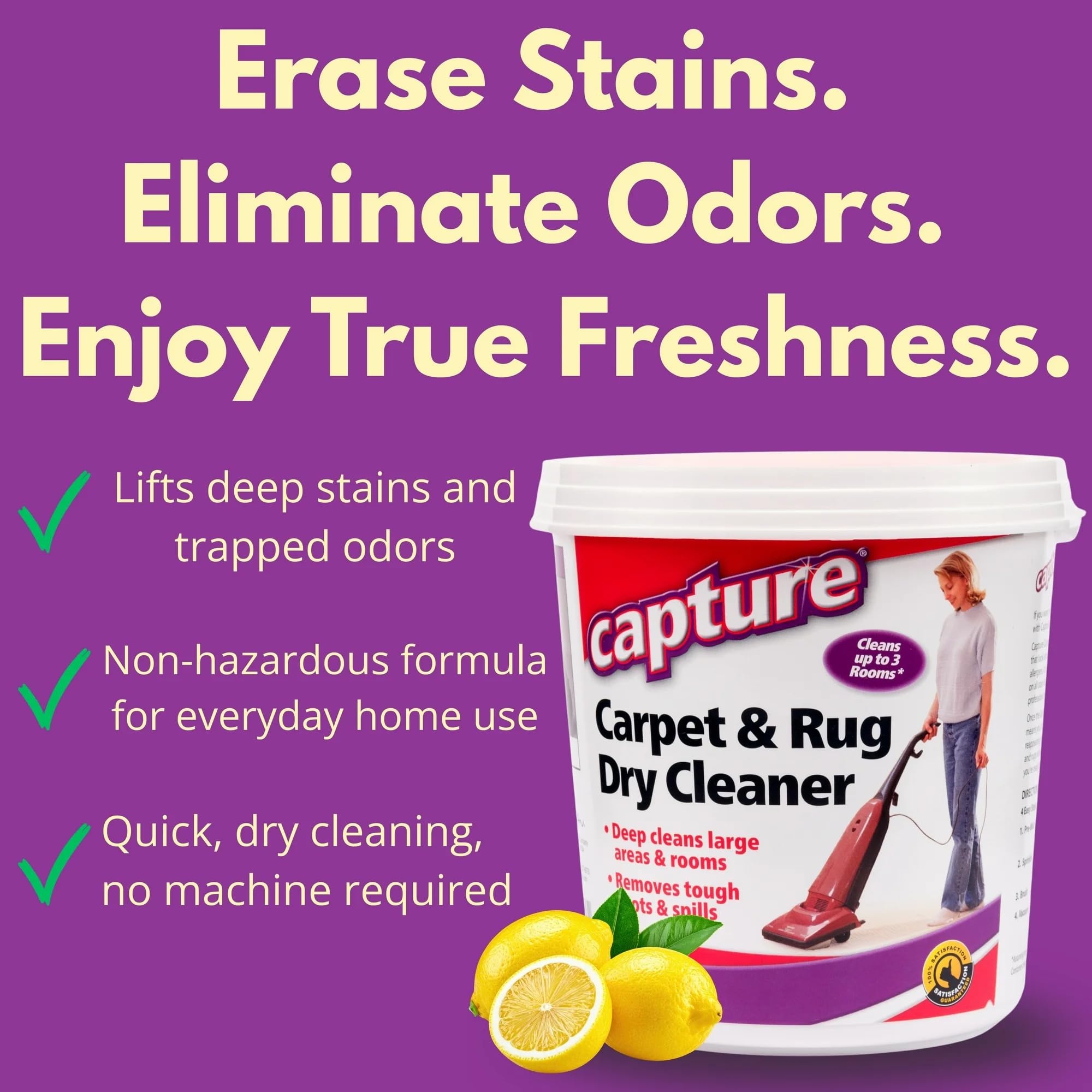 Capture Carpet & Rug Dry Cleaner: Carpet Deodorizer & Freshener Powder - Pet Odor Eliminator - Spot & Stain Remover - Fresh Natural Scent - Carpet