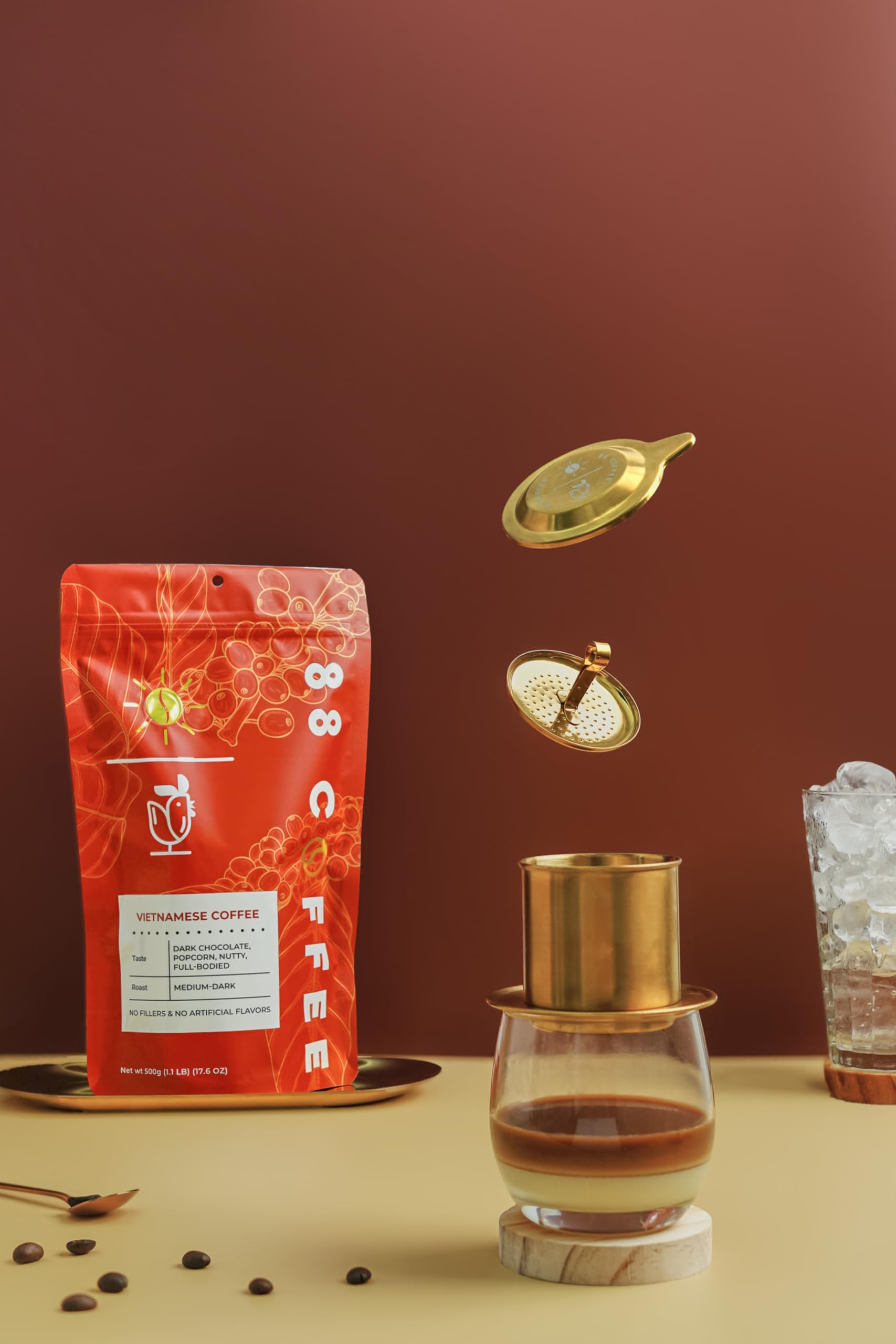 88 COFFEE COMPANY - 100% Vietnamese Coffee 12oz bag - Medium Dark Roast,100% Robusta - Authentic Vietnam Coffee for Phin, Espresso, Drip & Iced Café