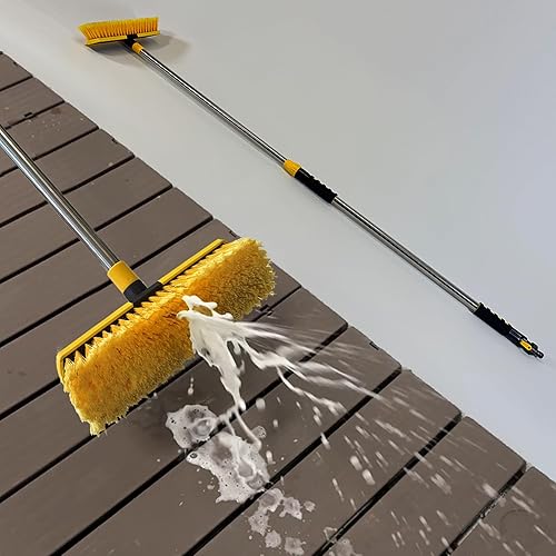 2-in-1 Scrub Brush with Hose Hookup & Squeegee - Deep Cleaning Made Easy