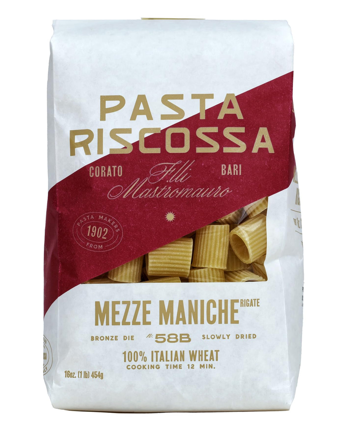Riscossa Mezze Maniche 100% Italian Wheat - 4 Pack