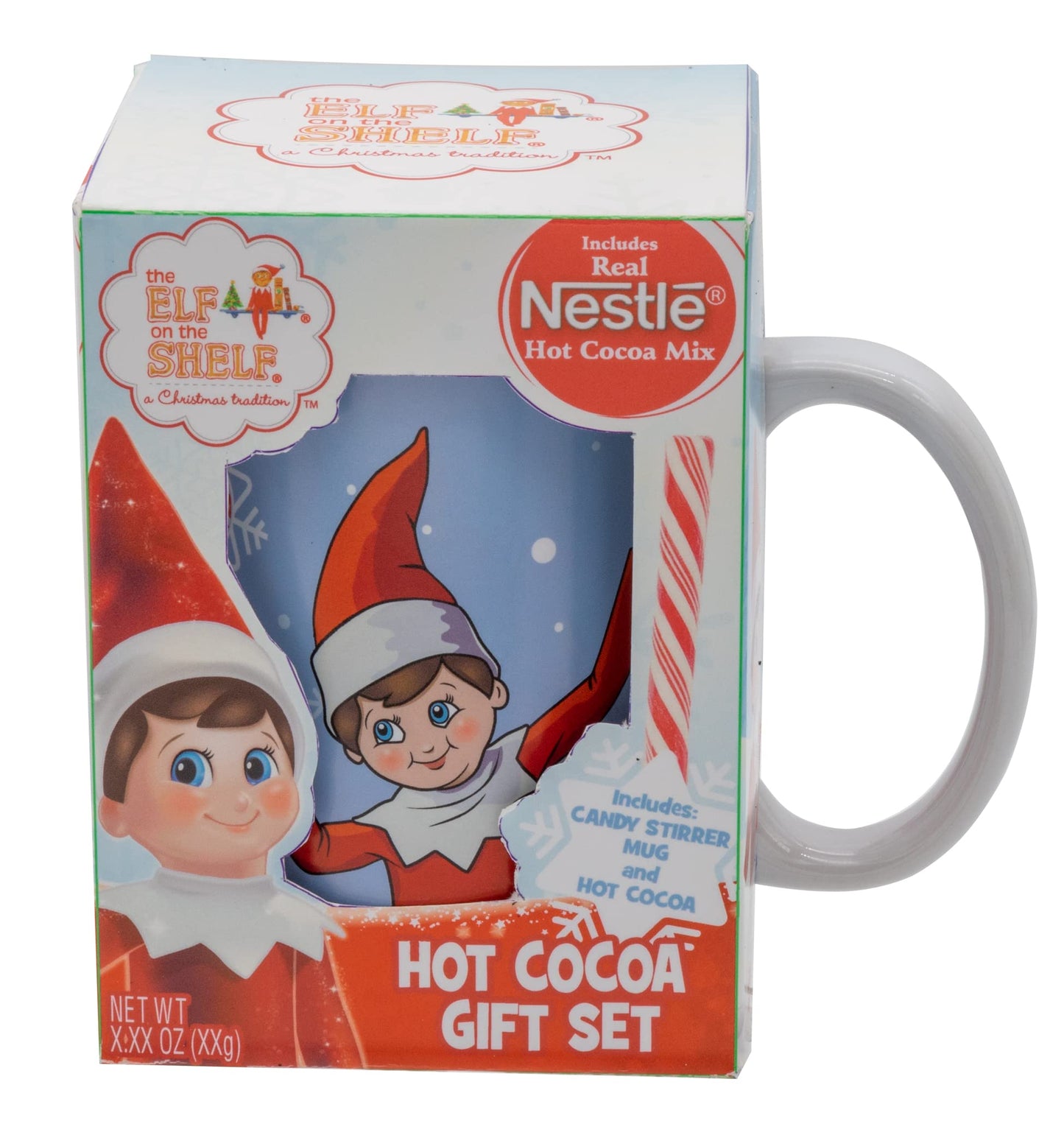 Frankford Elf On The Shelf Holiday Mug & Hot Cocoa Mix with Striped Candy Stirrer Gift Set, 2 Pack Candy