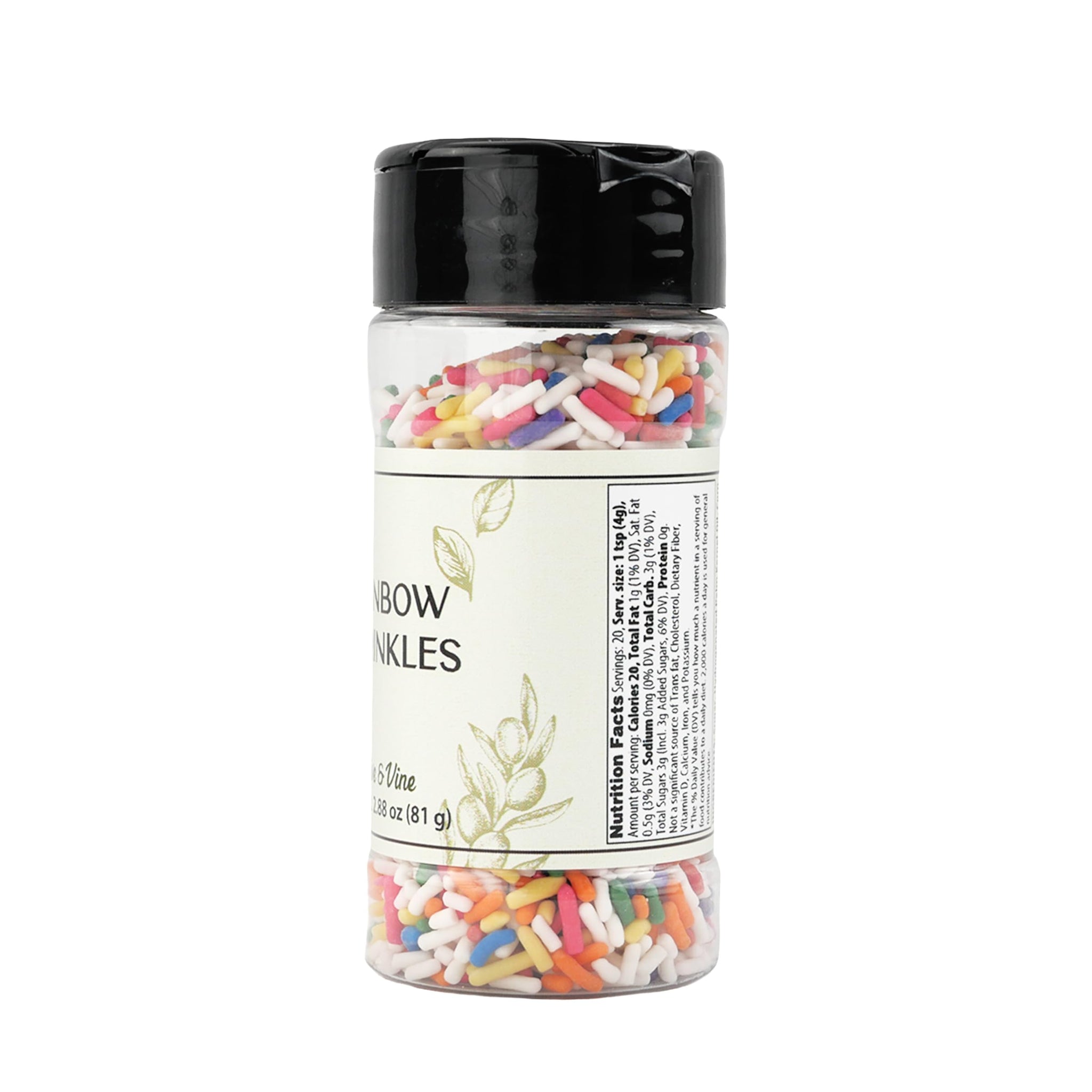 Olive & Vine Rainbow Sprinkles, Sweet & Colorful, For Baking & Desserts, Rich Tradition, Authentic Taste, For Global Recipes (2.88 Ounce)