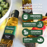 Benissimo Mediterranean Garlic Infused Oil, All Natural Gourmet Cooking Oil with Fragrant Mediterranean Herb Blend, Ideal for Dipping, Sautéing