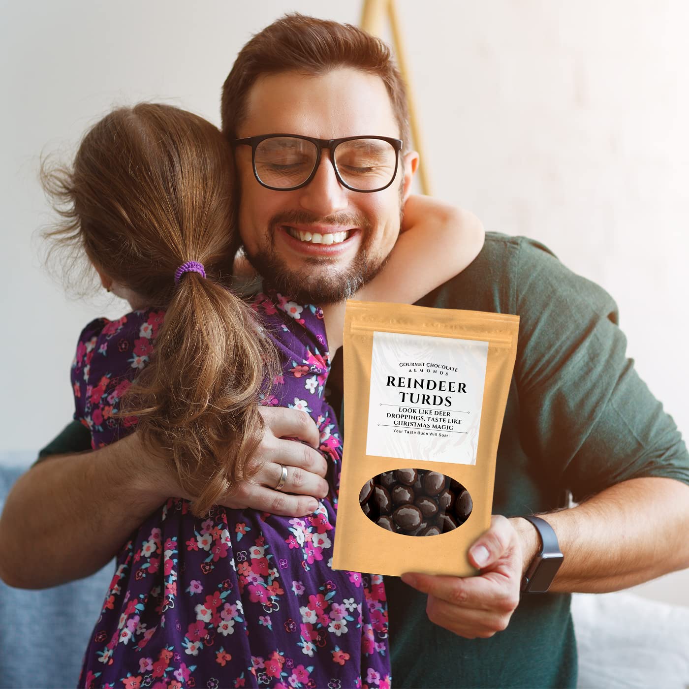 Reindeer Turds Dark Chocolate Almonds - Kepperton Gourmet Chocolate Candy Gifts - Funny Holiday Candy Gifts for Teens, Christmas Stocking Stuffers