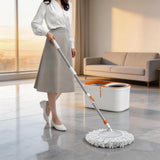 Spin Mop Bucket with Wringer System Extended Mop Handle 61?Mop and Bucket for Floors Cleaning with 5 Replacement Head Refill 1 Cleaning Brush Head