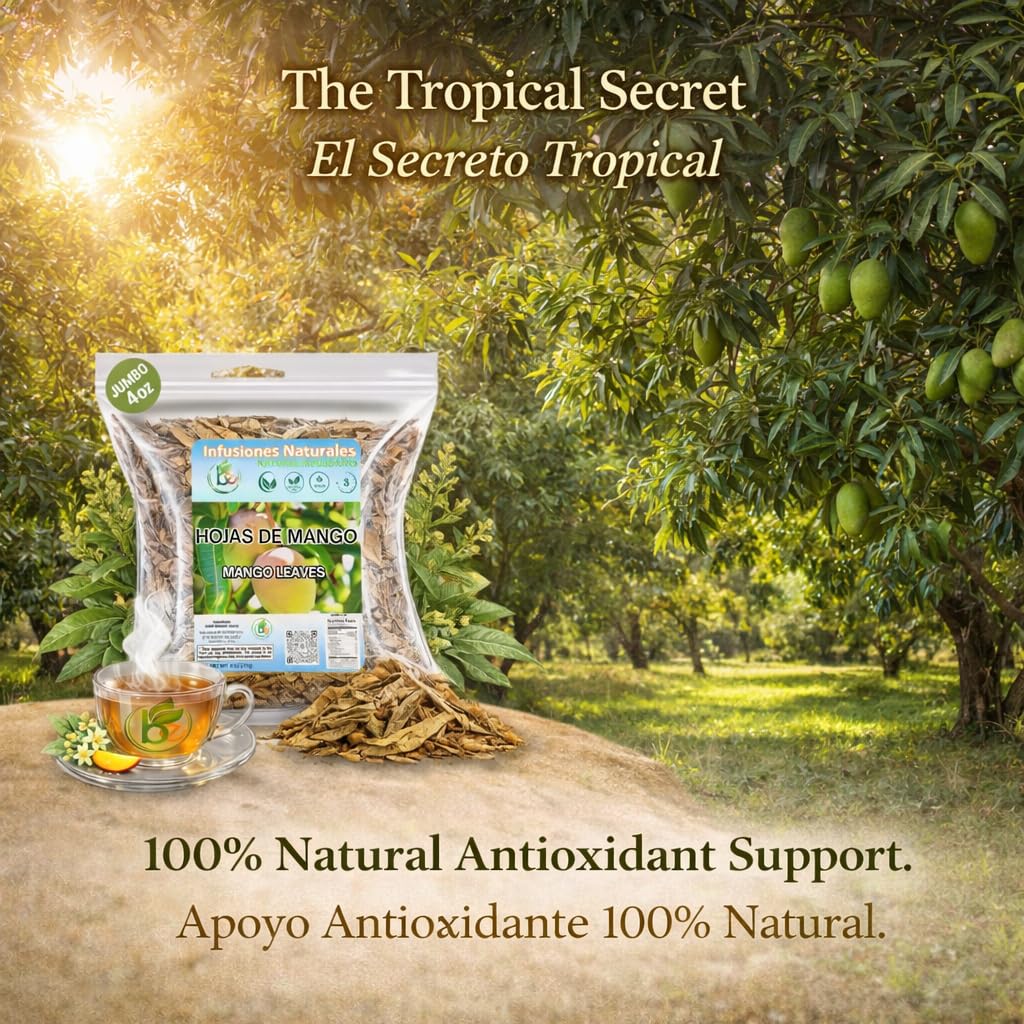 Mango Dried Leaf Tea (Hojas de Mango secas) - Jumbo 4 oz Loose Leaf Herbal Tea - 100% Natural, Vegan, Non-GMO, Caffeine-Free - Traditional Herbal