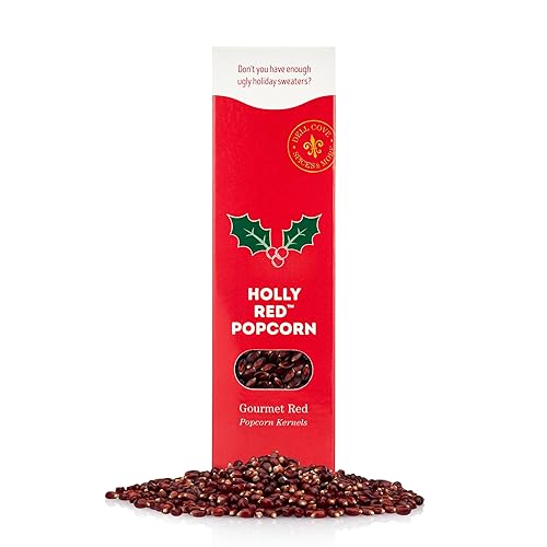 Holly Red Popcorn Kernels - Dell Cove Spices - Unique Christmas Holiday Popcorn Gift for Gourmet Popcorn Lovers - X-Mas Movie Night Unpopped Kernels