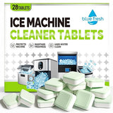 blue fresh Ice Machine Cleaner Tablets for Hard Water - 28 Pack Nickel Safe Scale Removal for Countertop Portable Commercial Nugget Ice Makers