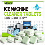 blue fresh Ice Machine Cleaner Tablets for Hard Water - 28 Pack Nickel Safe Scale Removal for Countertop Portable Commercial Nugget Ice Makers
