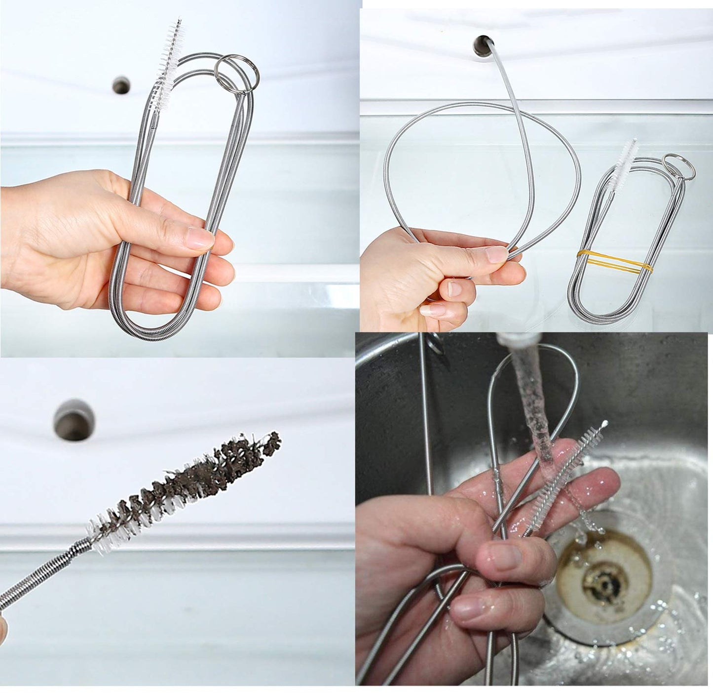 ICEYLI 2 Pack 60 Inch Long Flexible Tube Cleaning Brush, Stainless Steel and Nylon Bristles, Suitable for Home Kitchen, Fish Tank, Water Pump