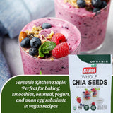 Badia Organic Whole Chia Seeds, 9 oz - Rich in Fiber, Protein, and Omega-3 - Perfect for Smoothies, Baking, Yogurt & Healthy Recipes