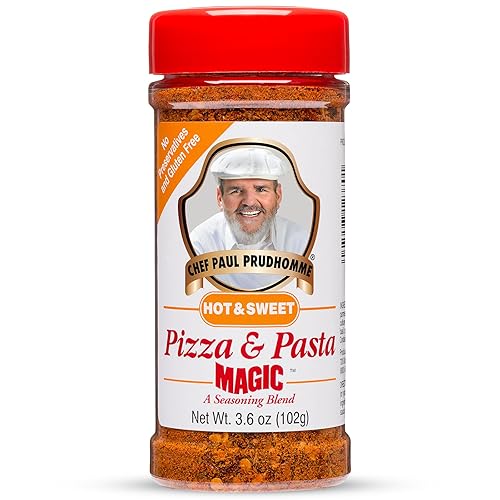 Chef Paul Magic Seasoning Blends Pizza & Pasta Magic Hot & Sweet | Italian Seasoning | Parmesan Cheese & Herbs Blend | No Added Salt & Preservatives |