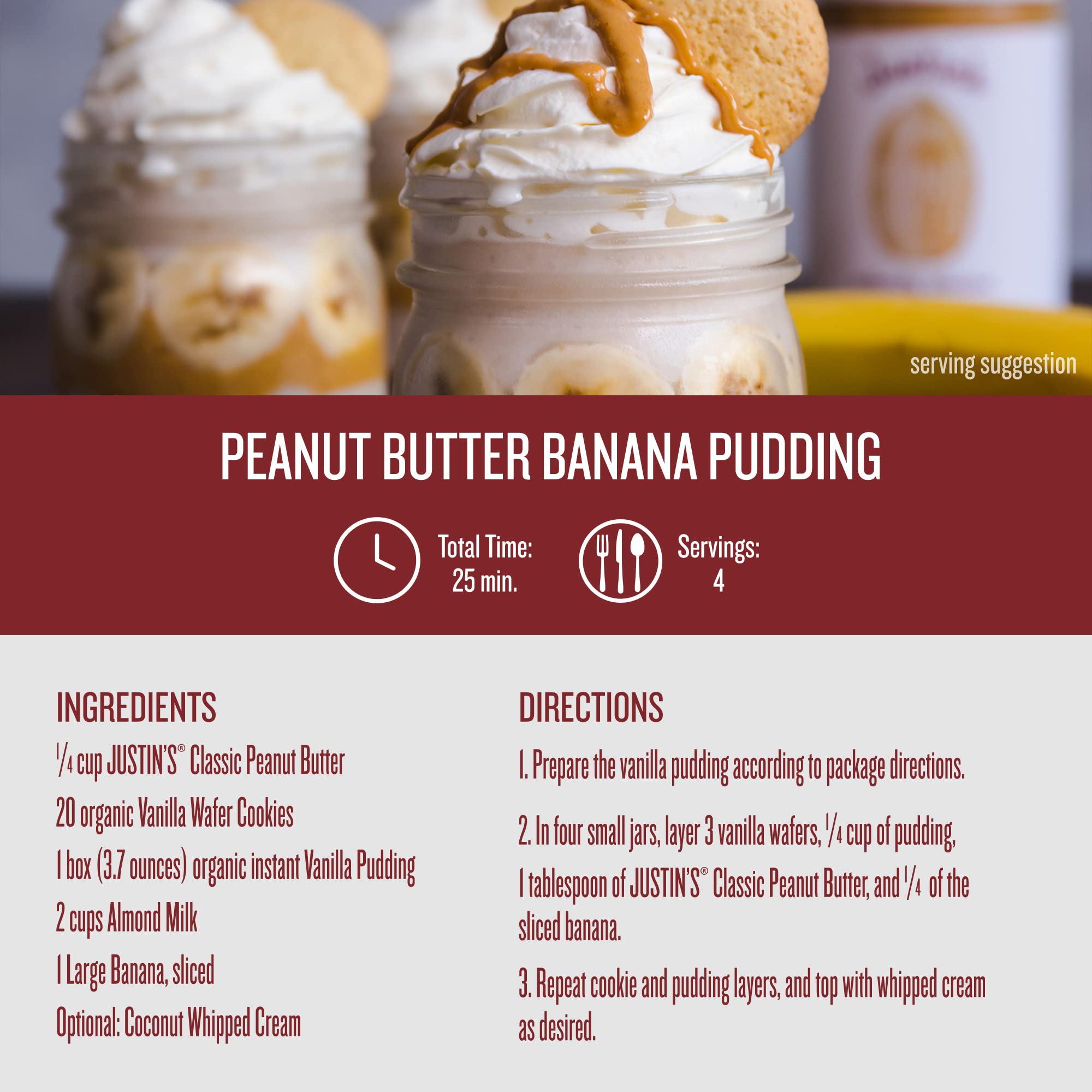 Justin's Classic Peanut Butter Creamy Spread, No Stir, Gluten-Free, 28 Ounce Jar, 1 Pack