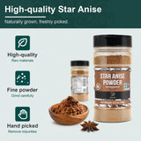 Soeos Chinese Star Anise Powder 2.6 oz (74g), Ground Chinese Star Anise Seeds, Dried Anise Star Spice, Star Anise Bulk, Anise Star. Non-GMO Verified