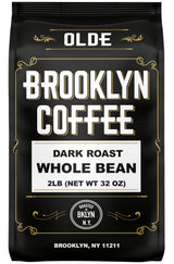 BROOKLYN COFFEE Whole Bean, Classic Dark Roast (2lb) Bold, Smooth Taste, Intense Aroma - Fresh Bulk Coffee Beans Roasted Weekly in NYC