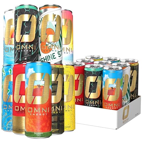OMNI Energy Drink Variety Pack 12oz (Pack of 9) | Clean Caffeine, B Vitamins | Sugar Free, Low Calorie Energy Drink for All-Day Vitality.