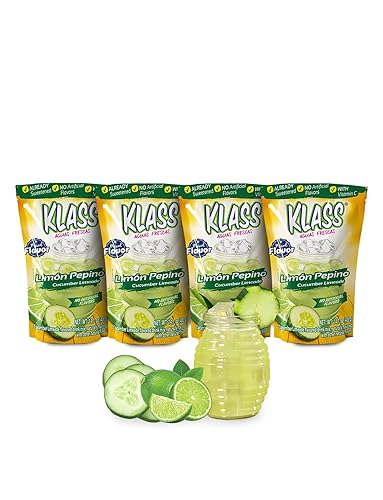 Klass Aguas Frescas Drink Mix Family Pack - Cucumber Limeade - Powder Drink Mix, Water Drink Mix with Natural Flavors & Vitamin C, Makes 28 to 36