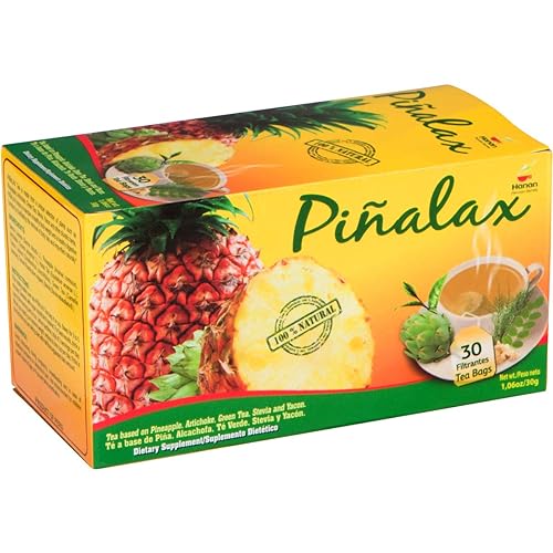 PINALAX Pineapple Piña 100% Natural Blend Detox-Tea promotes digestion | Artichoke, Green Tea, Stevia, Yacon, Senna, Horsetail, and Fennel | 30 Tea
